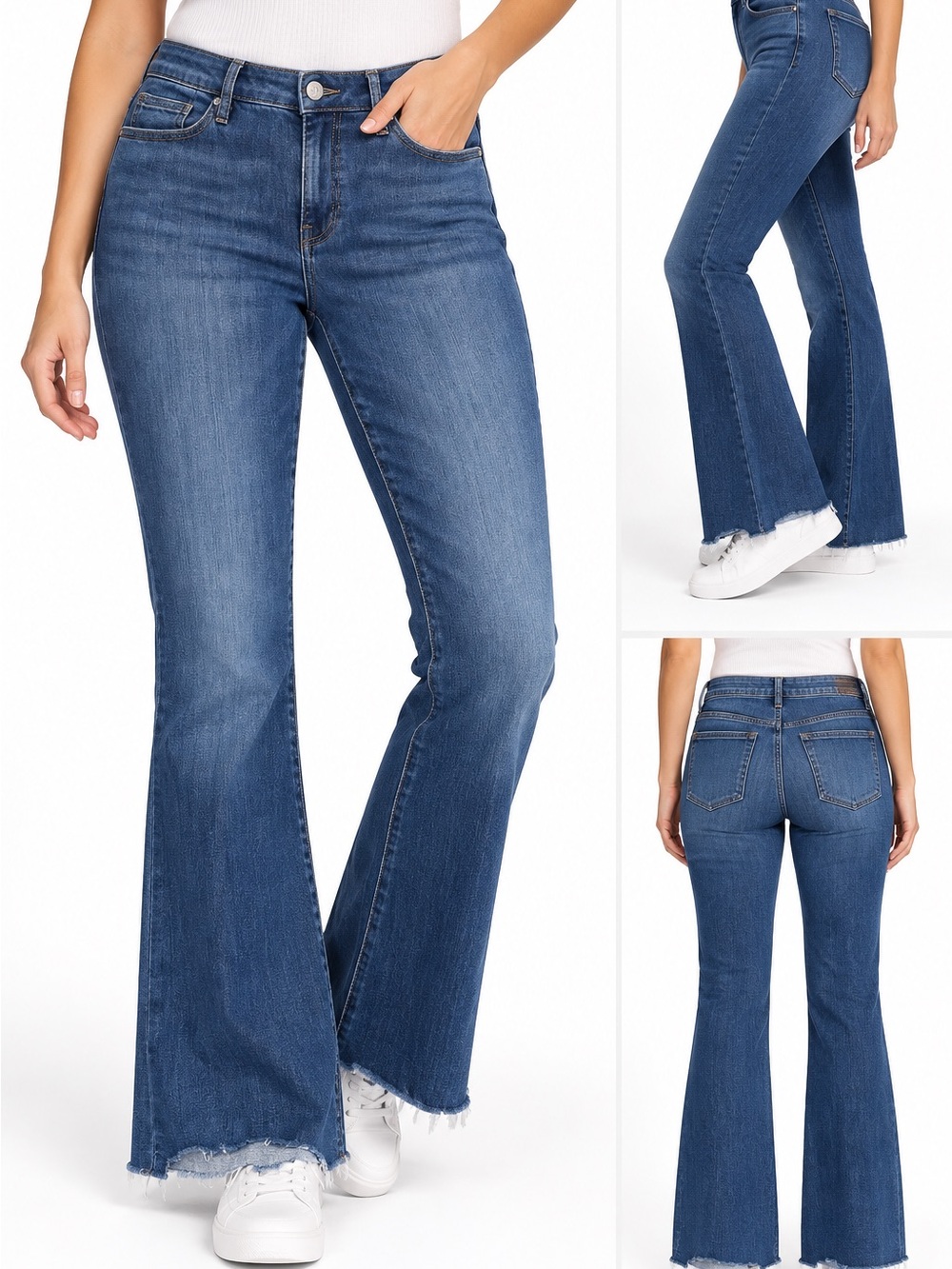 Frame Denim Women’s Raw-Hem Flared Jeans - Medium Blue size 30